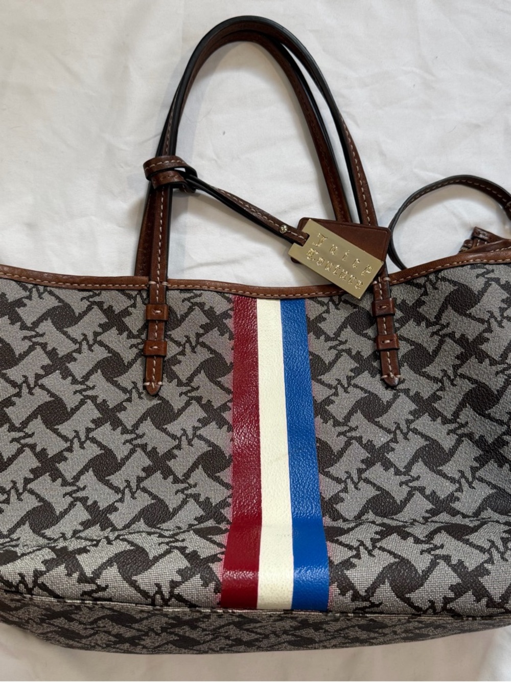 Juicy Couture Monogram Tote with Red, White & Blue Stripe